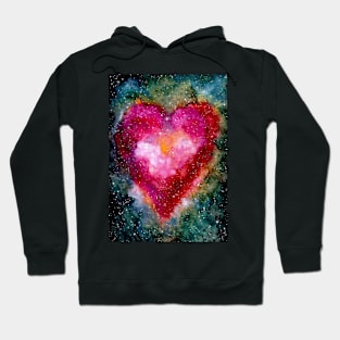 Bright Pink Heart and Outer Space Hoodie